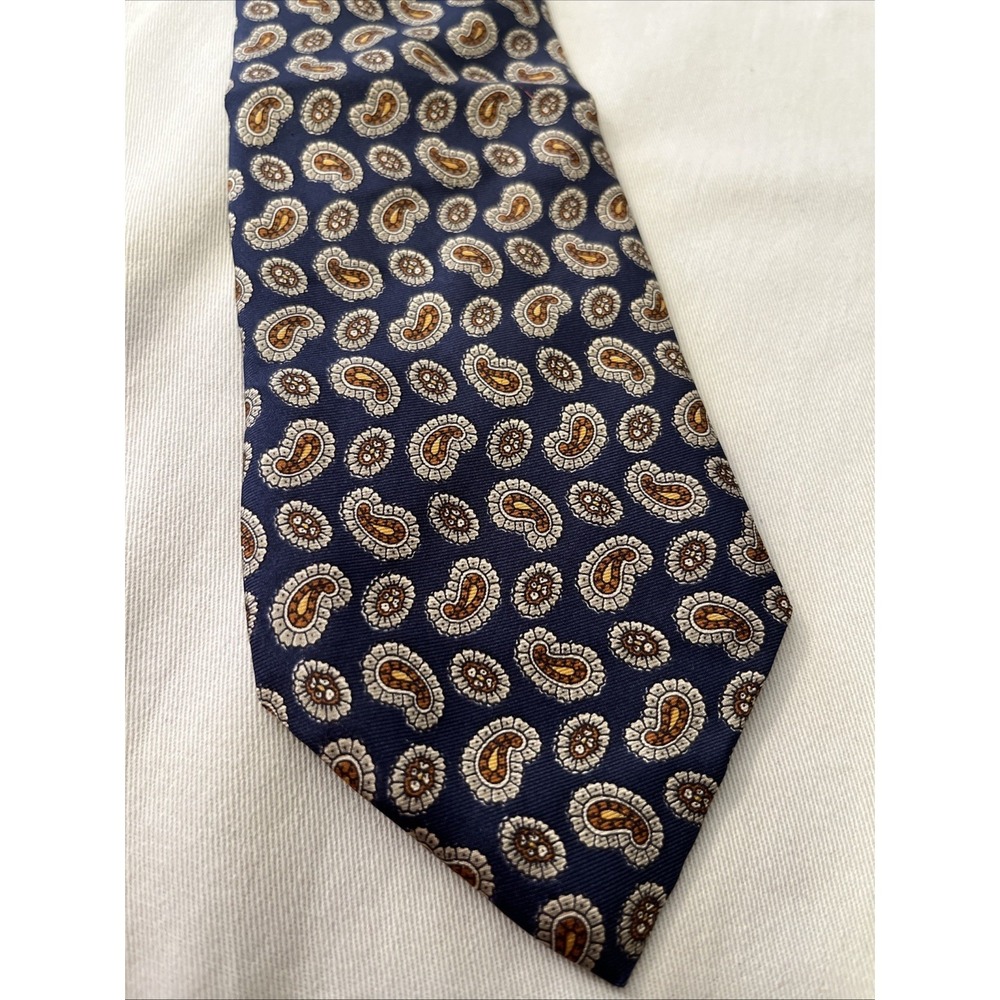 Roxy Ties Vintage Men's Tie Navy Blue Paisley Silk Italy